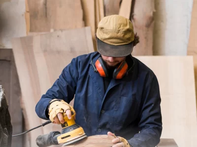 close-up-man-with-ear-defender-around-his-neck-using-sander-smoothing-wooden-block